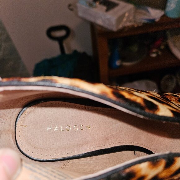 Halogen Leopard Print Calfskin Peep-Toe Booties - Picture 5 of 8